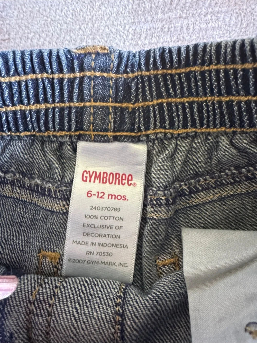 Gymboree Long Denim Shorts with Pink & Teal Embroidery NWT size 6-12M